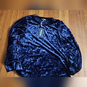 Modcloth Blue Long Sleeve Velvet Tee